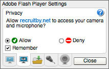 Allow flash player to access camera
